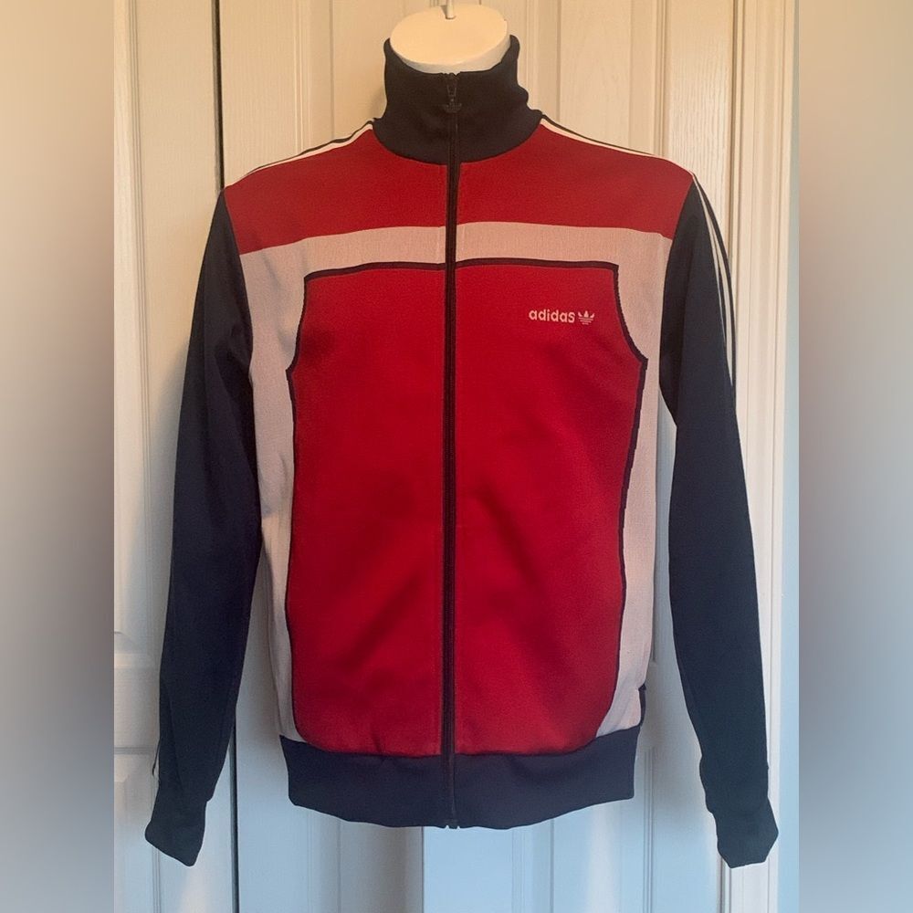 Adidas Red and Black Zip-Up Jacket